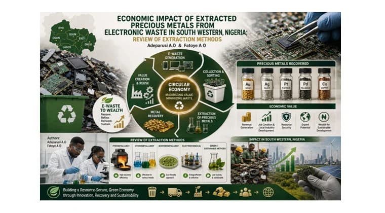 Economic Impact of Extracted Precious Metals from Electronic Waste in South Western, Nigeria; Review of Extraction Methods